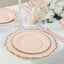 25-Pack Paper 10" Round Dinner Plates in Blush Sunray Design with Gold Rim - Disposable Heavy Duty 350GSM Party Plates