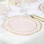 10-Pack Economy Plastic Round Charger Plates 13" in Blush with Gold Scalloped Rim, Decorative Dinner Party Serving Plates