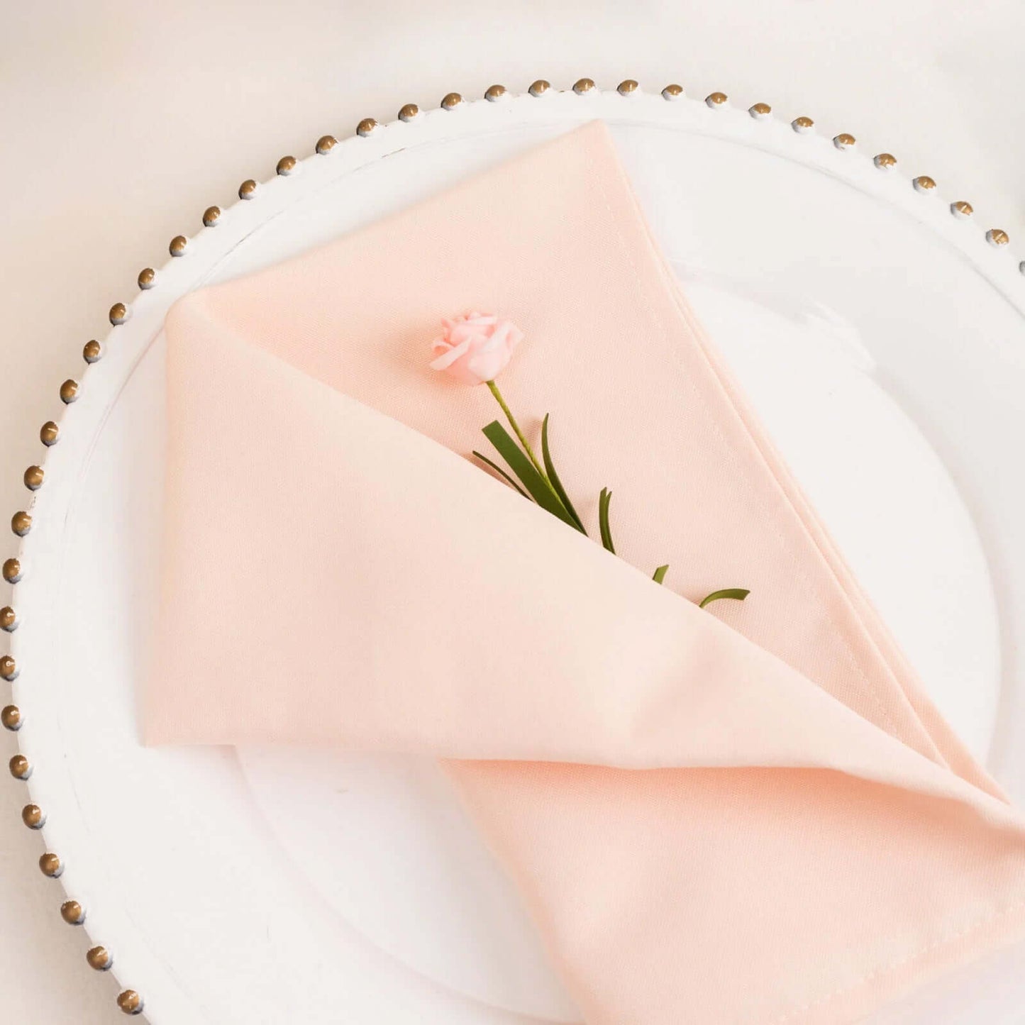 5 Pack Premium Polyester 20"x20" Napkins Blush - Wrinkle-Resistant & Durable Dinner Napkins