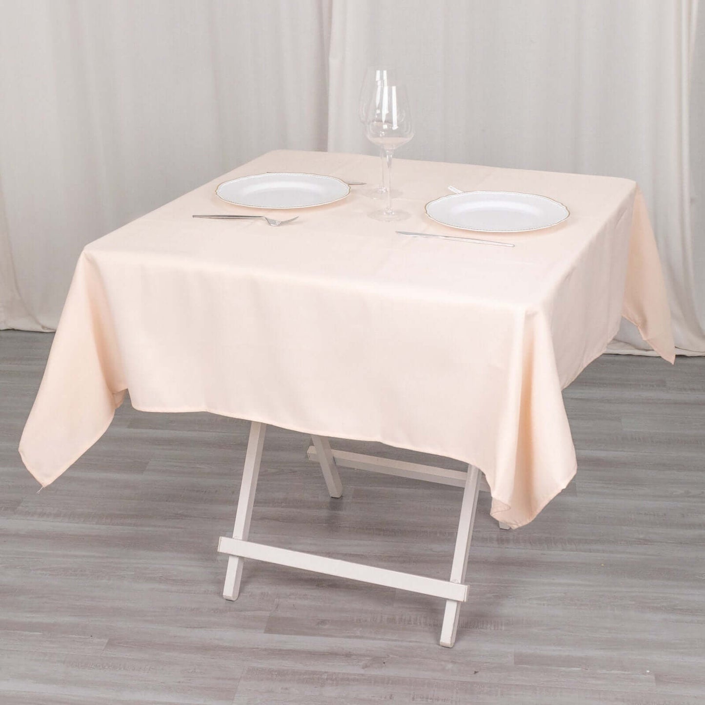 Premium Polyester 54"x54" Table Overlay Square Tablecloth Blush - Stain and Wrinkle-Resistant 220GSM Table Topper