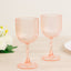 12-Pack Plastic Goblets Transparent Blush Vintage Ribbed Pattern - Reusable Shatterproof Glassware 9oz