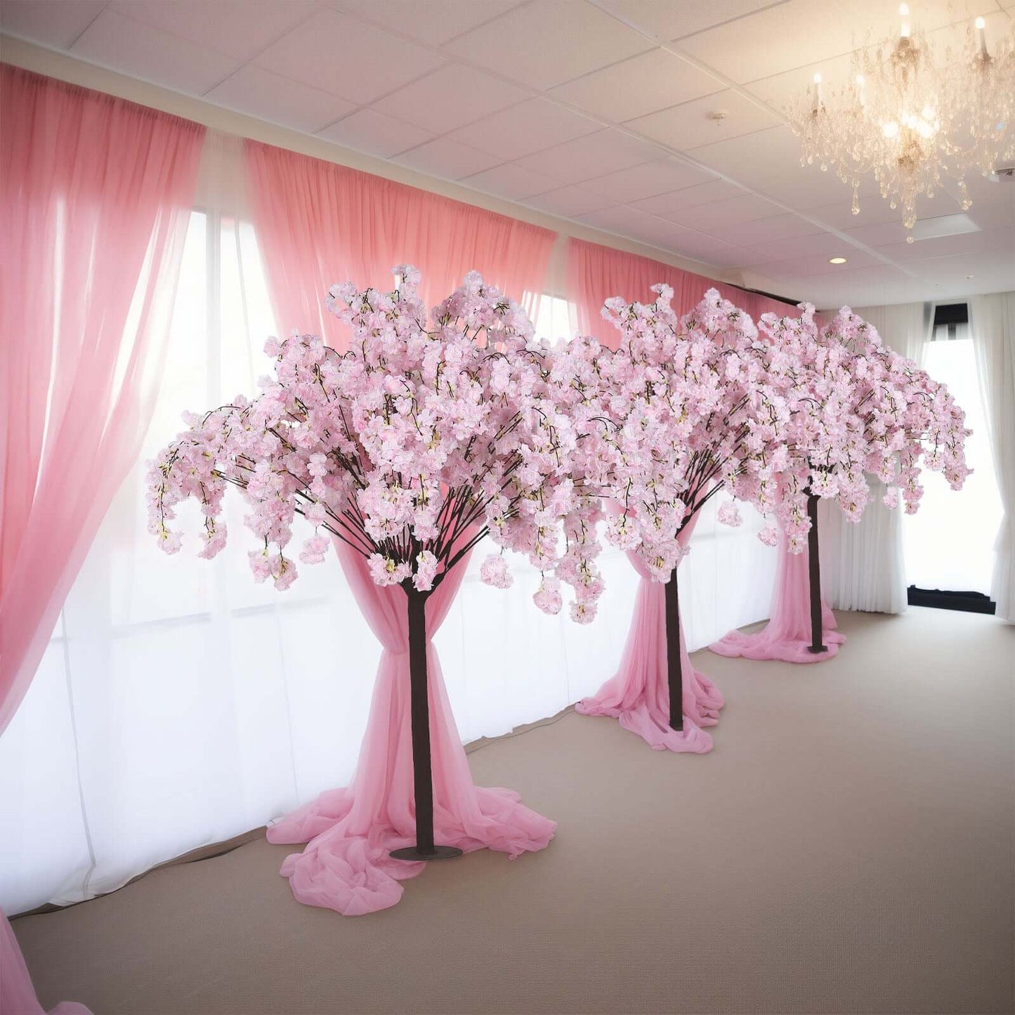 5ft Artificial Cherry Blossom Tree Blush â€“ Silk Sakura Wishing Tree with Sturdy Metal Base & Realistic Fiberglass Trunk
