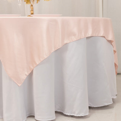 Lamour Satin 72"x72" Table Overlay Square Tablecloth Blush - Smooth Finish Table Topper