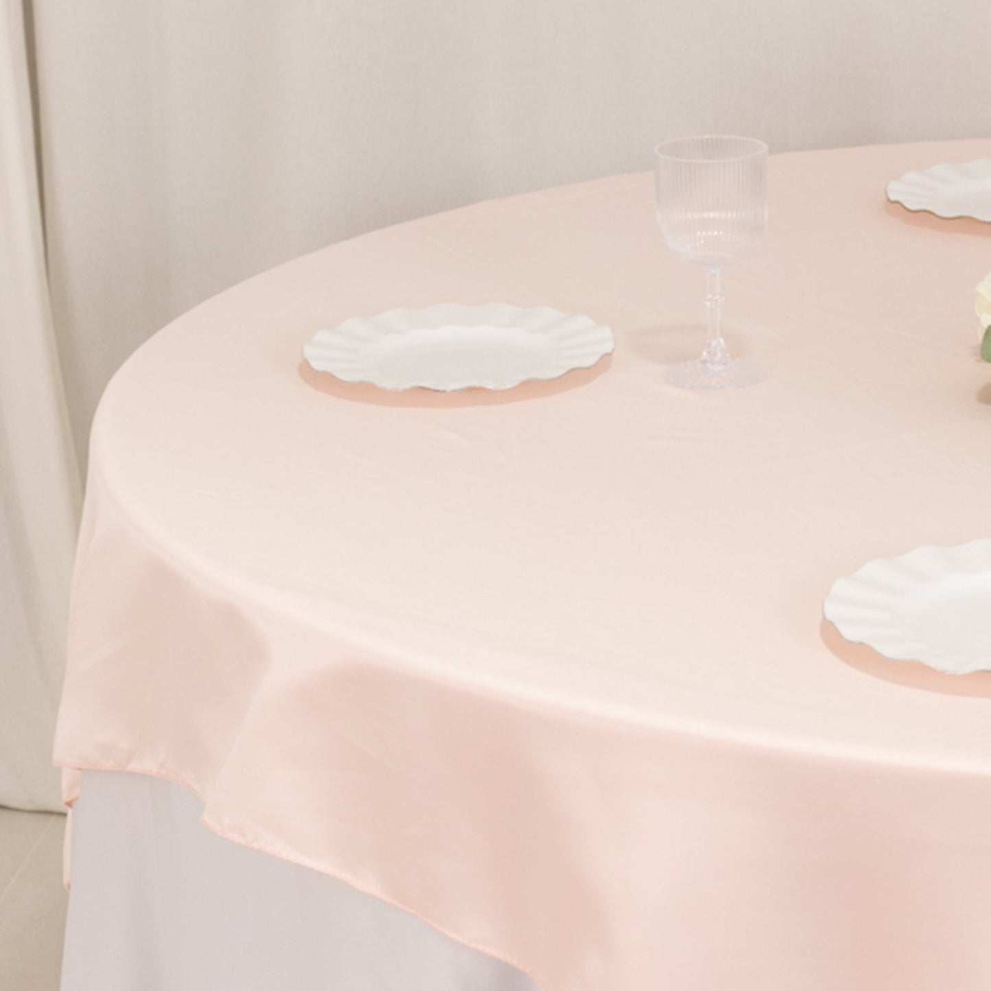 Lamour Satin 72"x72" Table Overlay Square Tablecloth Blush - Smooth Finish Table Topper