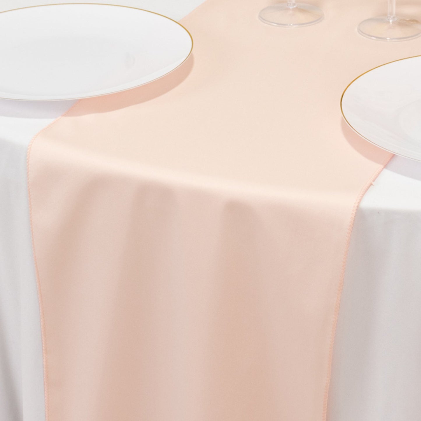 Scuba Polyester 12"x108" Table Runner Blush - Wrinkle-Free Table Linen