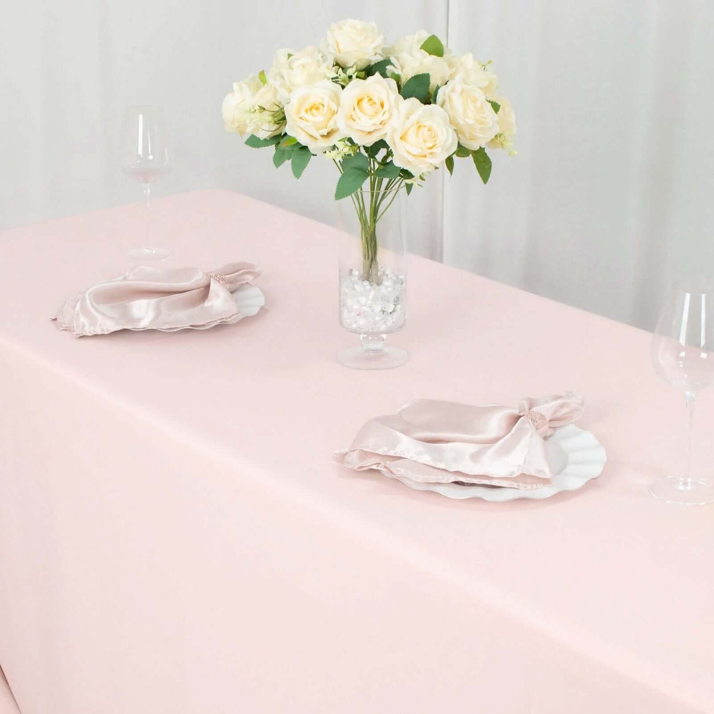 Premium Polyester 90"x132" Rectangle Tablecloth Blush - Seamless 220GSM Stain-Resistant Table Cover
