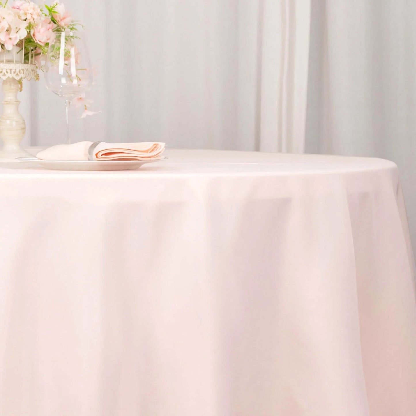Premium Polyester 108" Round Tablecloth Blush - Wrinkle-Resistant 220GSM Table Cover
