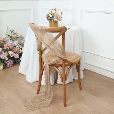5 Pack Cheesecloth Gauze 16"x88" Chair Sashes Beige - Boho Chair Decorations