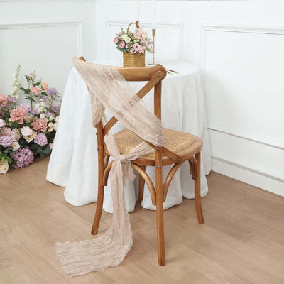 5 Pack Cheesecloth Gauze 16"x88" Chair Sashes Nude Beige - Boho Chair Decorations