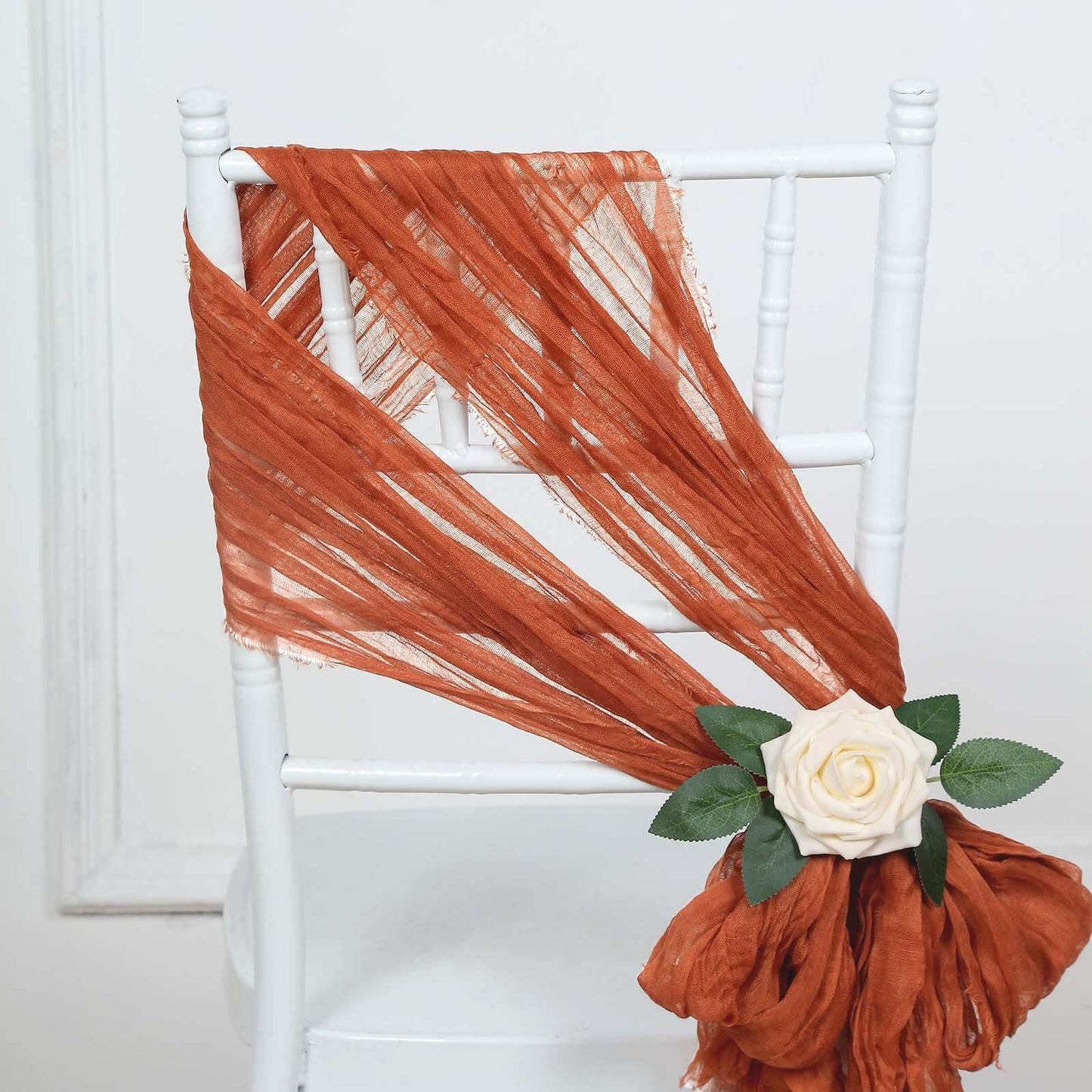 5 Pack Cheesecloth Gauze 16"x88" Chair Sashes Terracotta (Rust) - Boho Chair Decorations