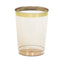 25-Pack Plastic Tumbler Cups Transparent Amber Gold with Gold Rim - Stylish Disposable Party Glasses 10oz