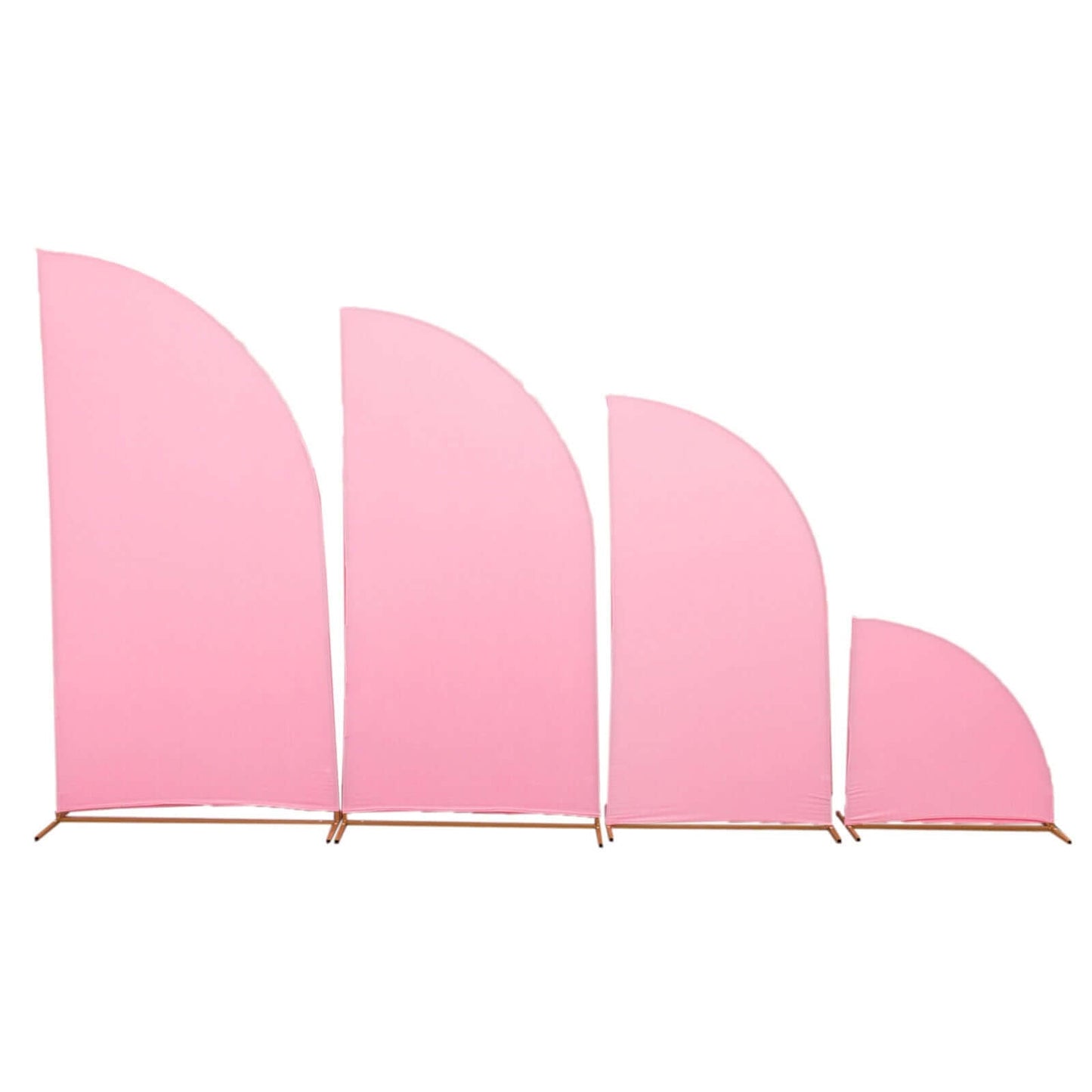 Set of 4 Matte Pink Spandex Half Moon Chiara Backdrop Stand Covers, Custom Fitted Wedding Arch Covers - 2.5ft,5ft,6ft,7ft