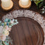 25-Pack Paper 10" Round Dinner Plates in Brown Wood Print with Floral Lace Rim - Disposable Party Plates for Farmhouse Weddings & Rustic Themes