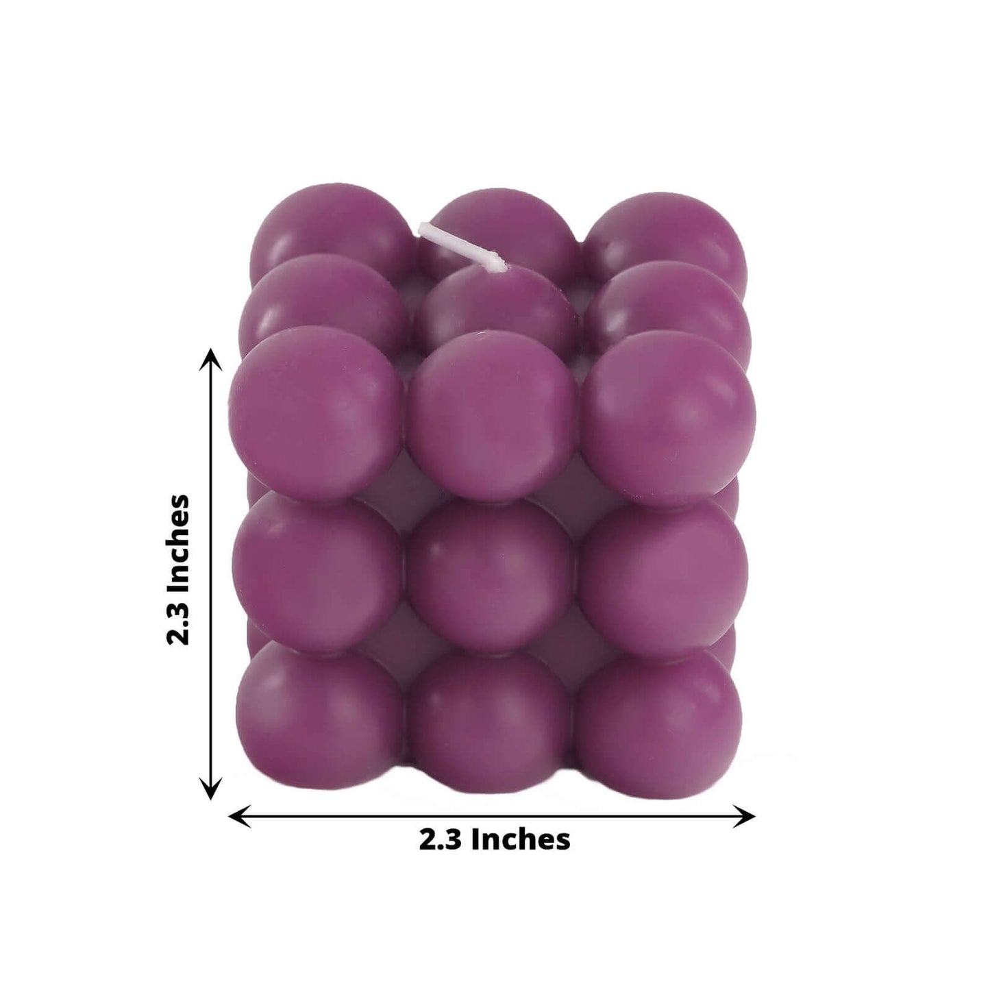 2-Pack Decorative Paraffin Wax Candles Bubble Cube Design Burgundy - Unscented Long Burning Pillar Candle Set 2"