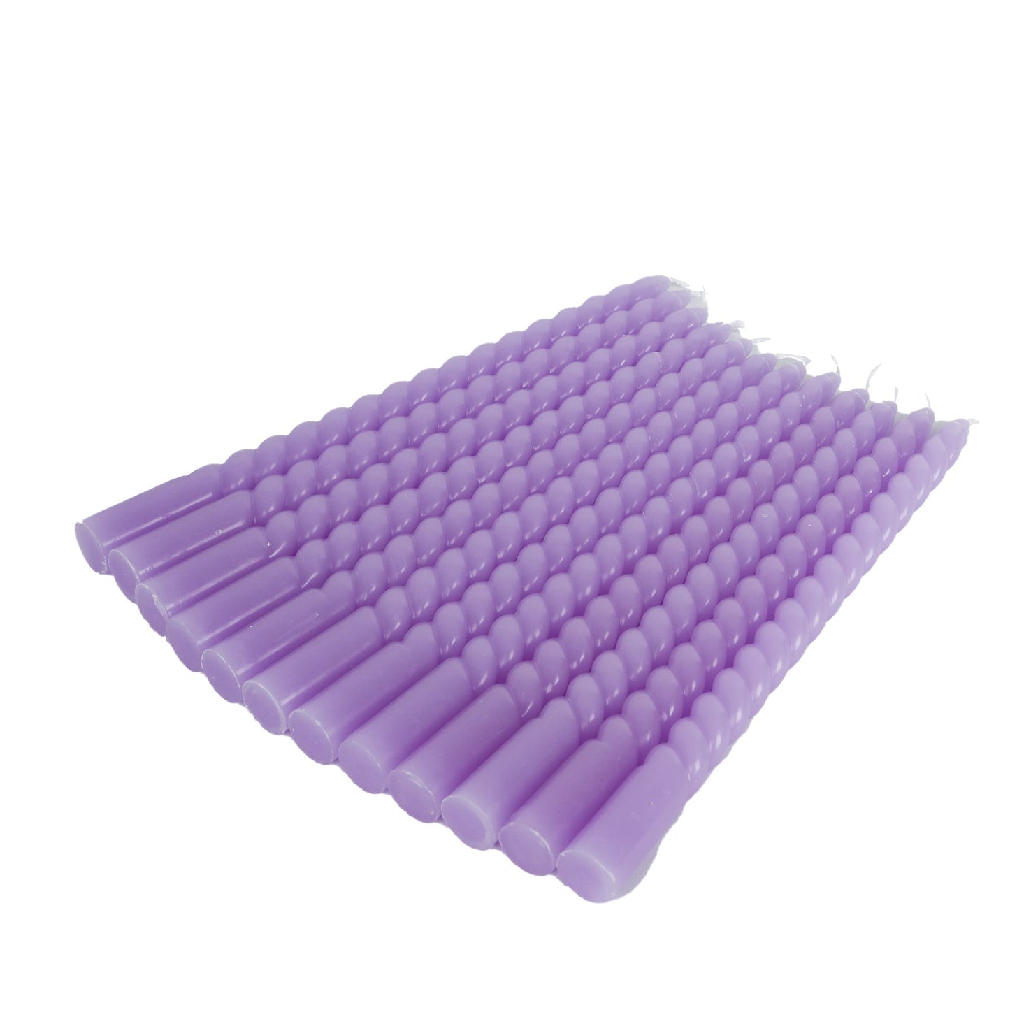 12-Pack Taper Candles Spiral Long Burn Wick Design Lavender Lilac - Premium Unscented Wax Dinner Candle Sticks 11"