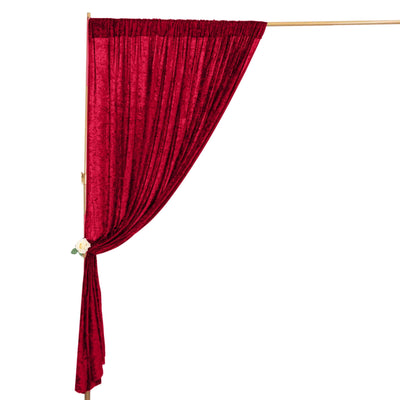 Burgundy Crushed Velvet Backdrop Curtain â€“ 8ft x 8ft Event Drape with Rod Pocket, Privacy Panel for Photo Booths & Events - Linen Luxes