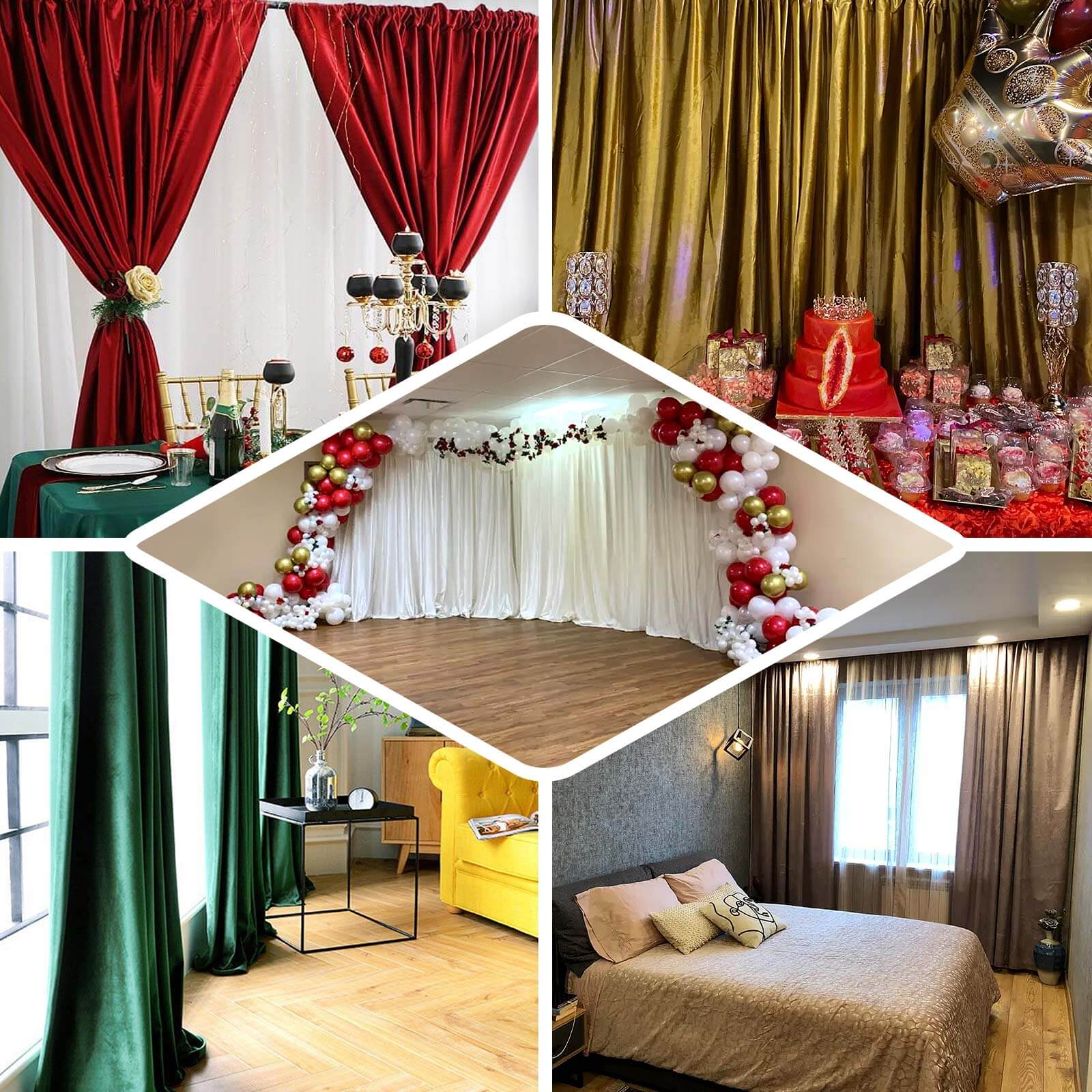 Burgundy Crushed Velvet Backdrop Curtain â€“ 8ft x 8ft Event Drape with Rod Pocket, Privacy Panel for Photo Booths & Events - Linen Luxes