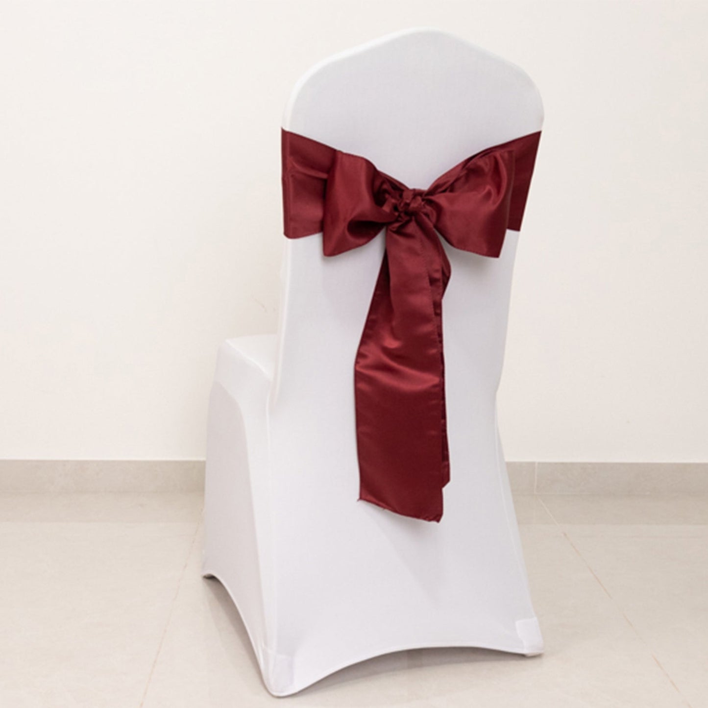 5 Pack Lamour Satin 6"x106" Chair Sashes Burgundy - Stylish Reusable Decorative Bows