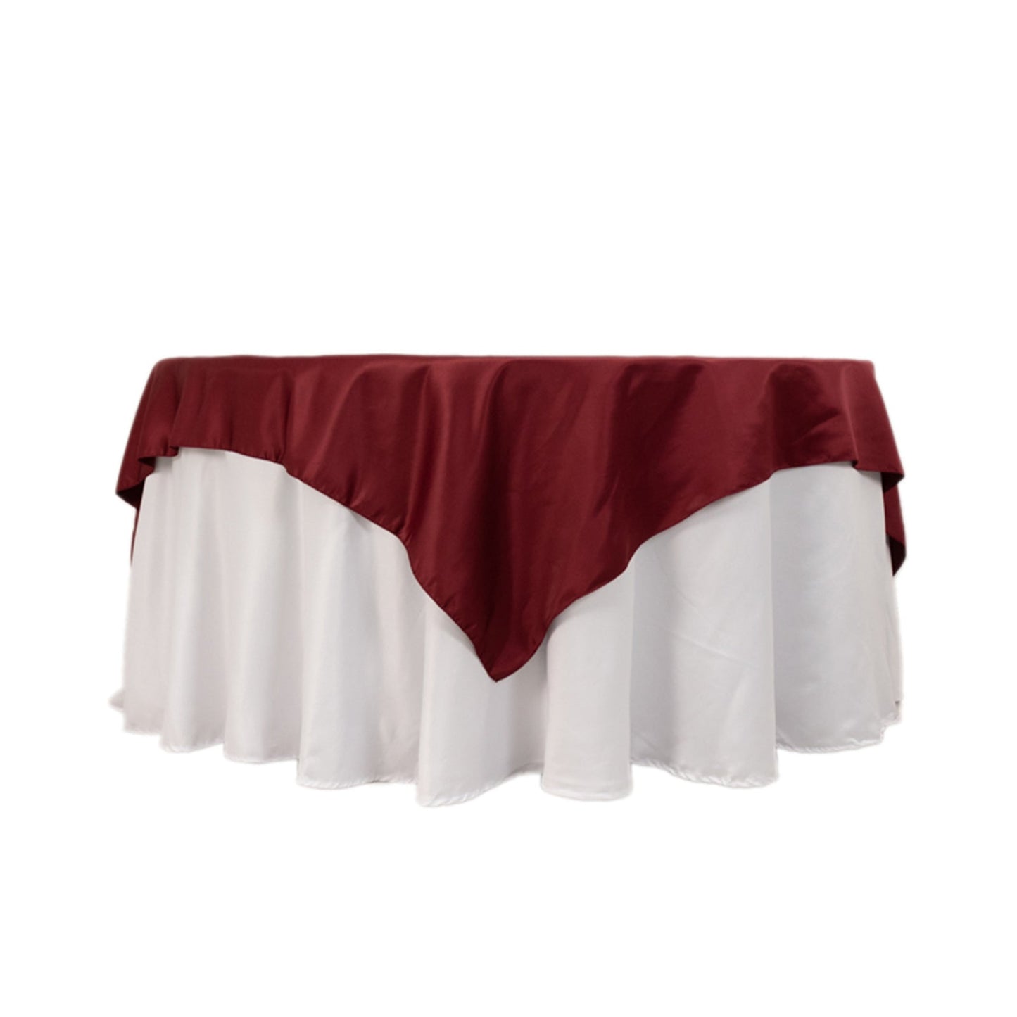 Lamour Satin 72"x72" Table Overlay Square Tablecloth Burgundy - Smooth Finish Table Topper