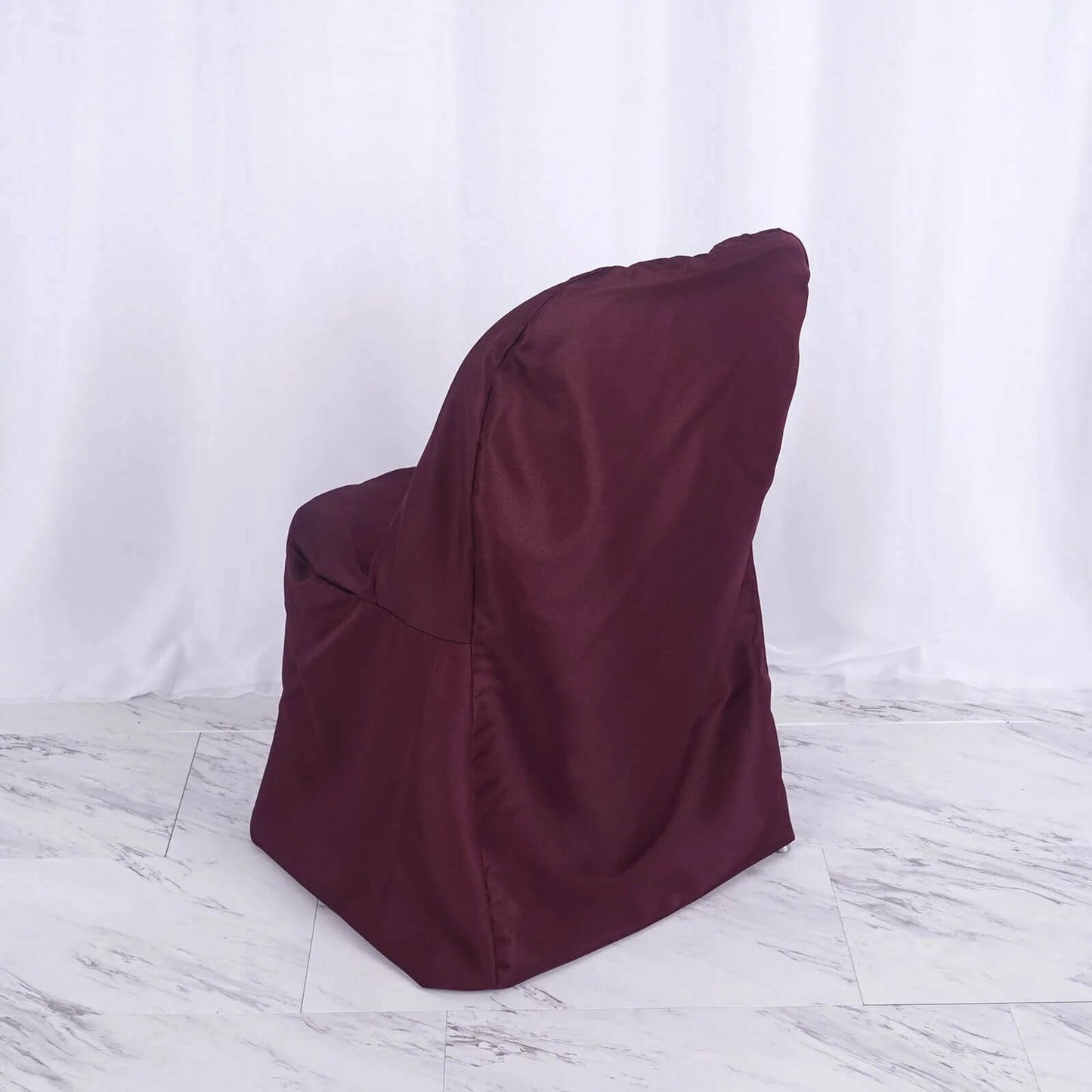 10 Pack Polyester Chair Covers for Folding Chairs Burgundy - Wrinkle-Free Stain-Resistant Slip-On Slipcovers