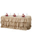 Burlap 17ft Table Skirt Natural 3 Tier Ruffled Design for Rustic Weddings & Country Events - Linen Luxes