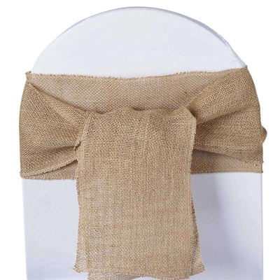 Burlap Chair Sash Natural 6"x108" Rustic Jute - Premium Design for Weddings & Gatherings - Linen Luxes