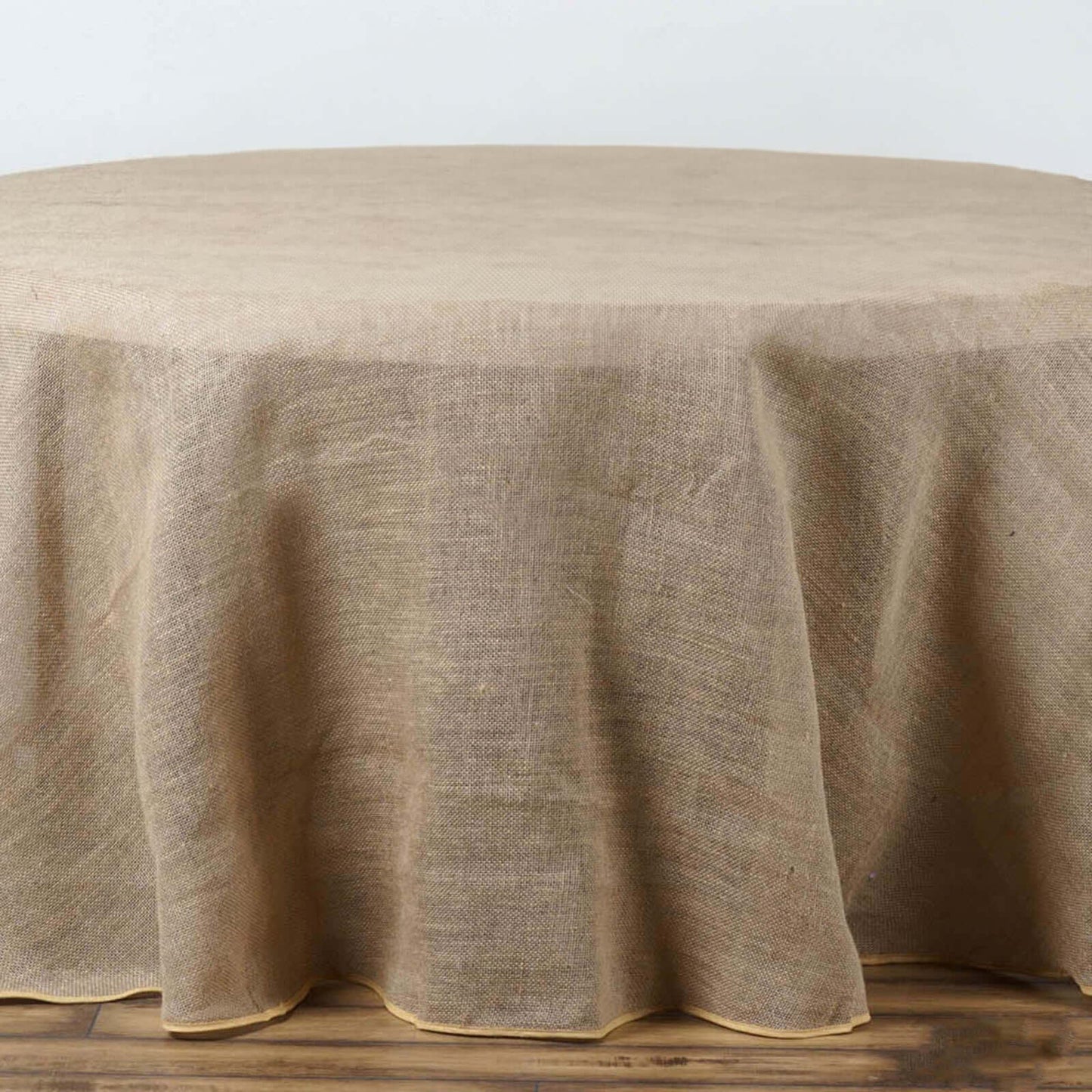 Burlap Jute 108" Round Tablecloth Natural - Rustic Boho Chic Table Linen - Linen Luxes