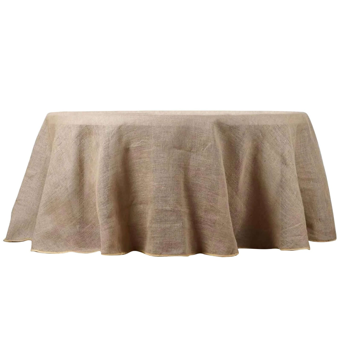 Burlap Jute 120" Round Tablecloth Natural - Rustic Boho Chic Seamless Table Linen - Linen Luxes