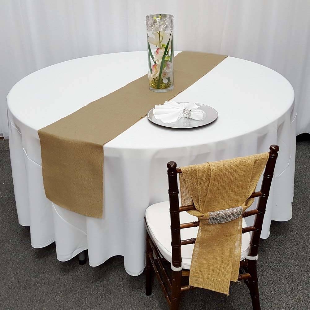 Burlap Jute 12"x108" Table Runner Natural - Rustic Boho Chic Tabletop Decor - Linen Luxes