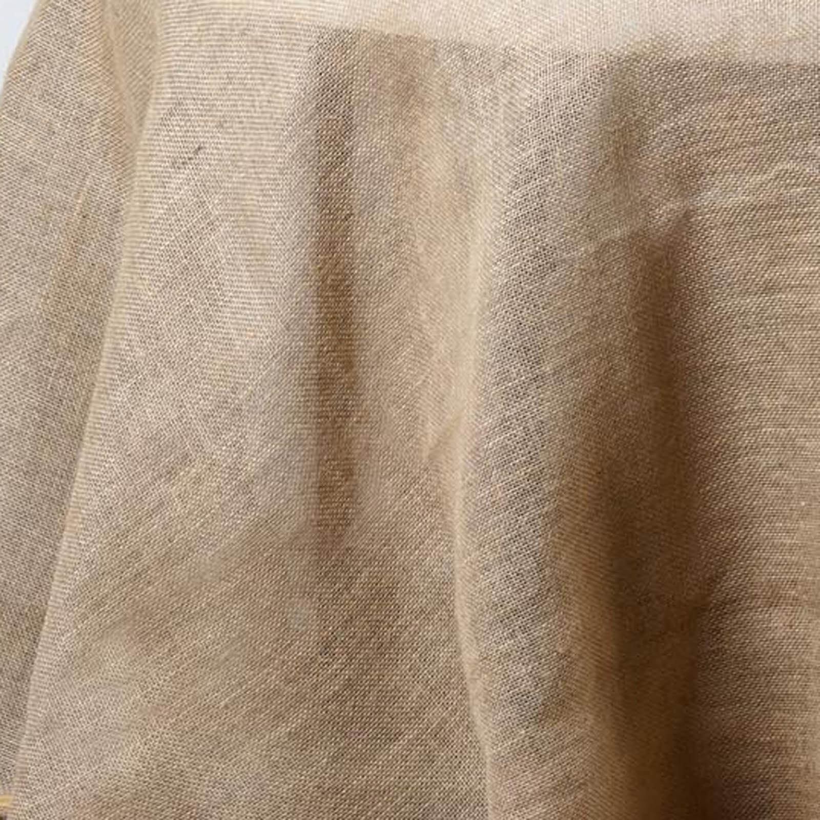 Burlap Jute 132" Round Tablecloth Natural - Rustic Boho Chic Seamless Table Linen - Linen Luxes
