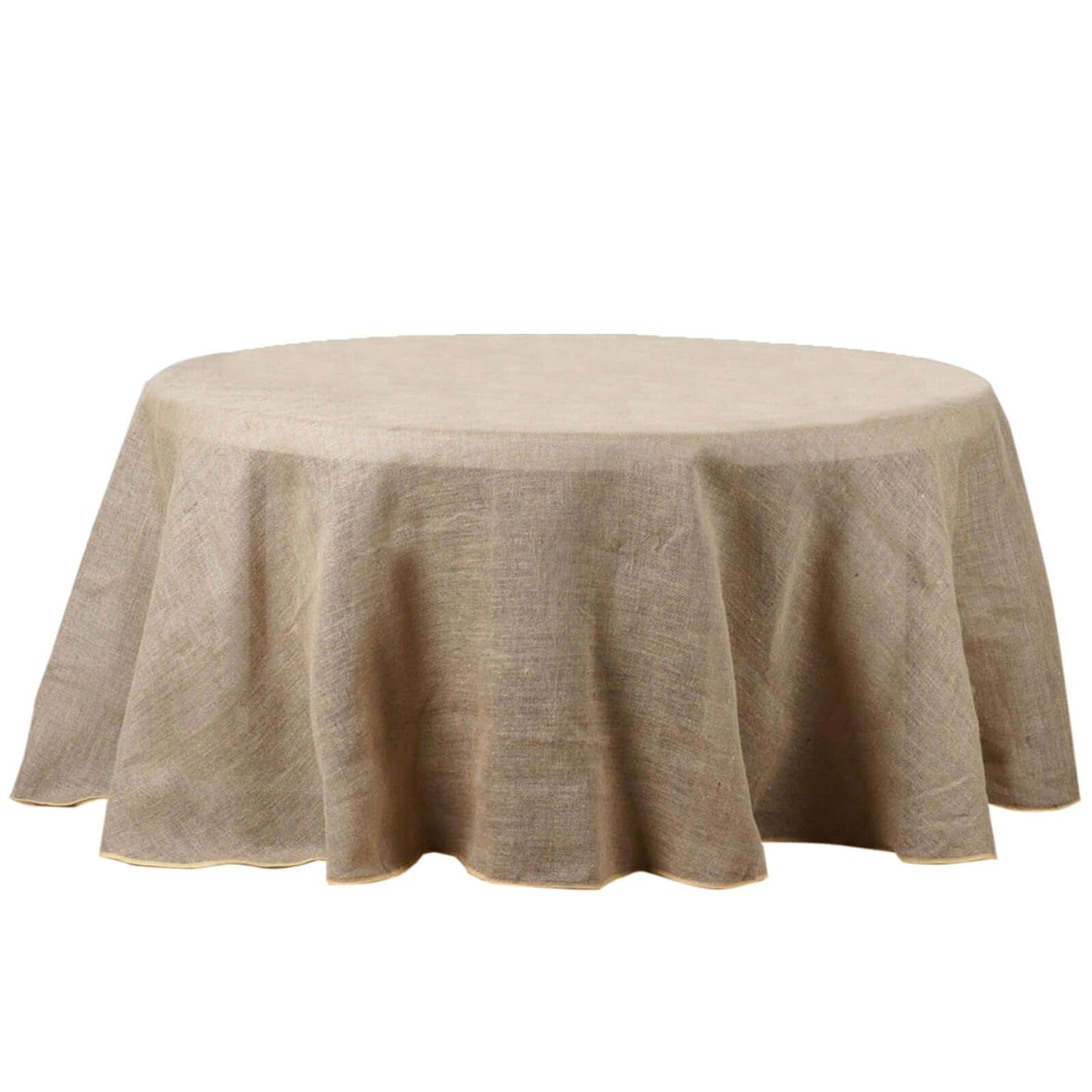 Burlap Jute 132" Round Tablecloth Natural - Rustic Boho Chic Seamless Table Linen - Linen Luxes
