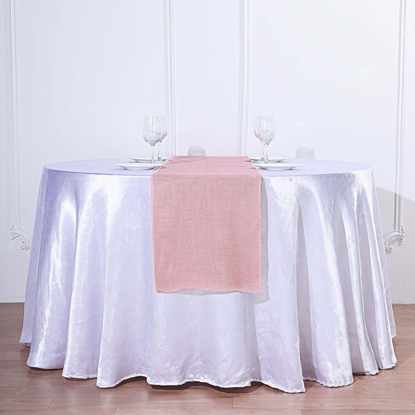 Burlap Jute 14"x108" Table Runner Dusty Rose - Rustic Boho Chic Tabletop Decor - Linen Luxes