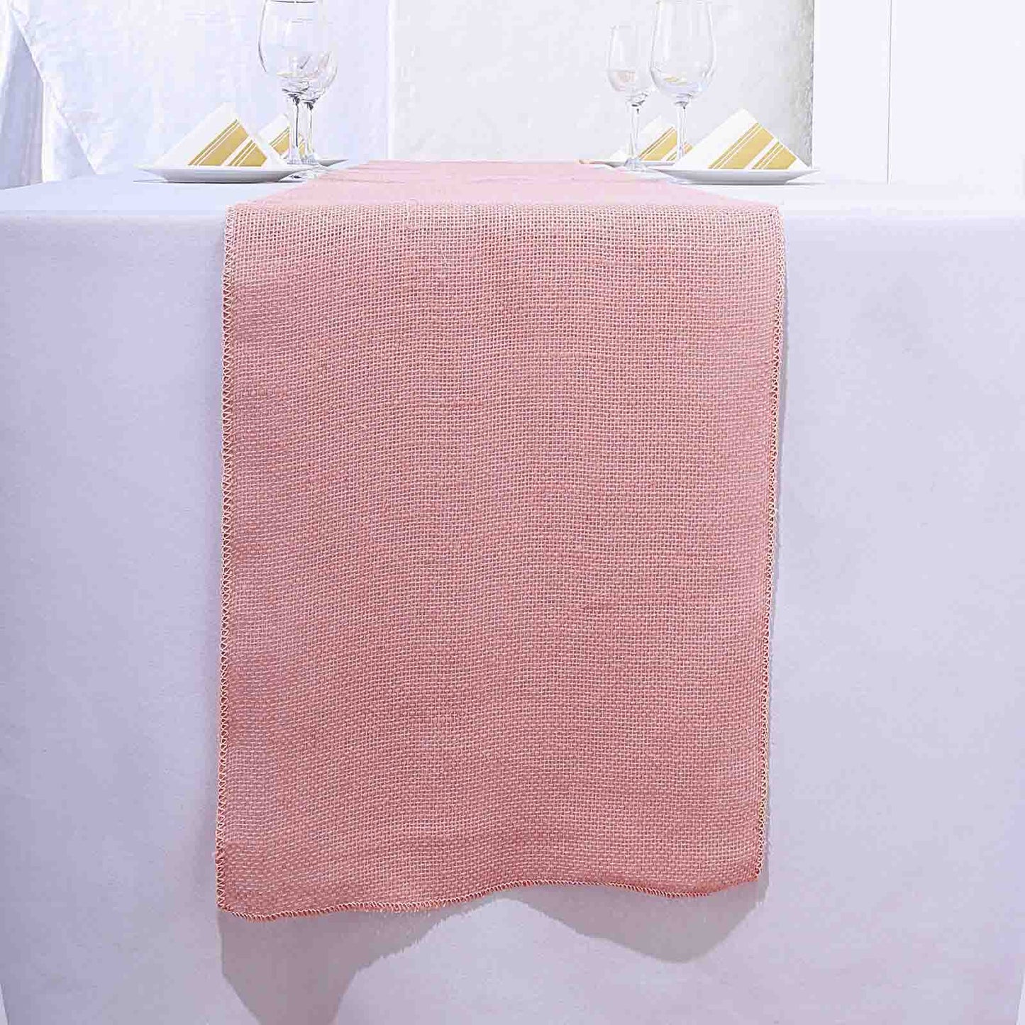 Burlap Jute 14"x108" Table Runner Dusty Rose - Rustic Boho Chic Tabletop Decor - Linen Luxes
