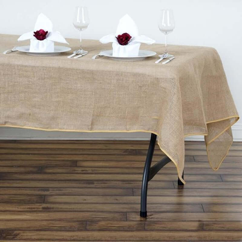 Burlap Jute 60"x102" Rectangle Tablecloth Natural - Rustic Boho Chic Table Linen - Linen Luxes