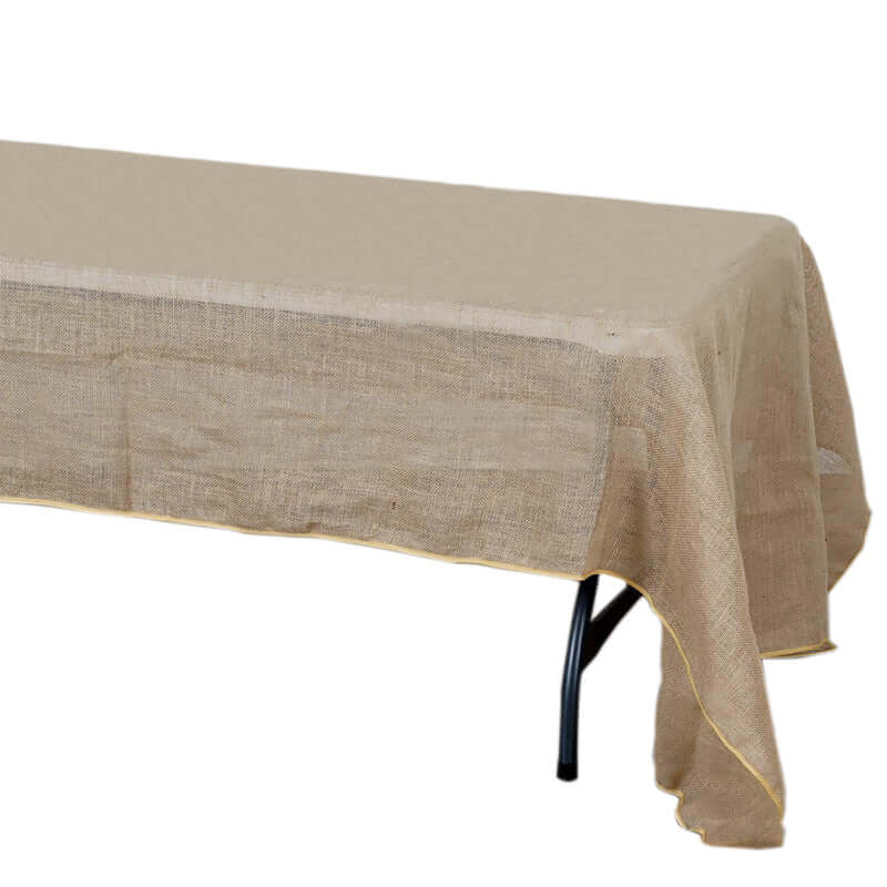 Burlap Jute 60"x126" Rectangle Tablecloth Natural - Rustic Boho Chic Table Linen - Linen Luxes