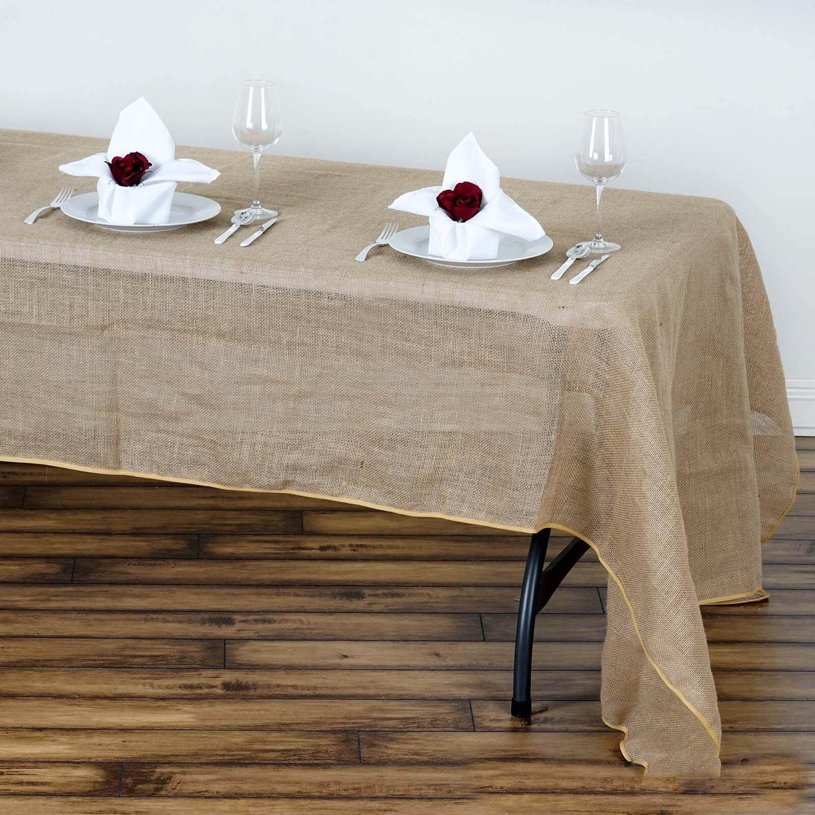 Burlap Jute 60"x126" Rectangle Tablecloth Natural - Rustic Boho Chic Table Linen - Linen Luxes