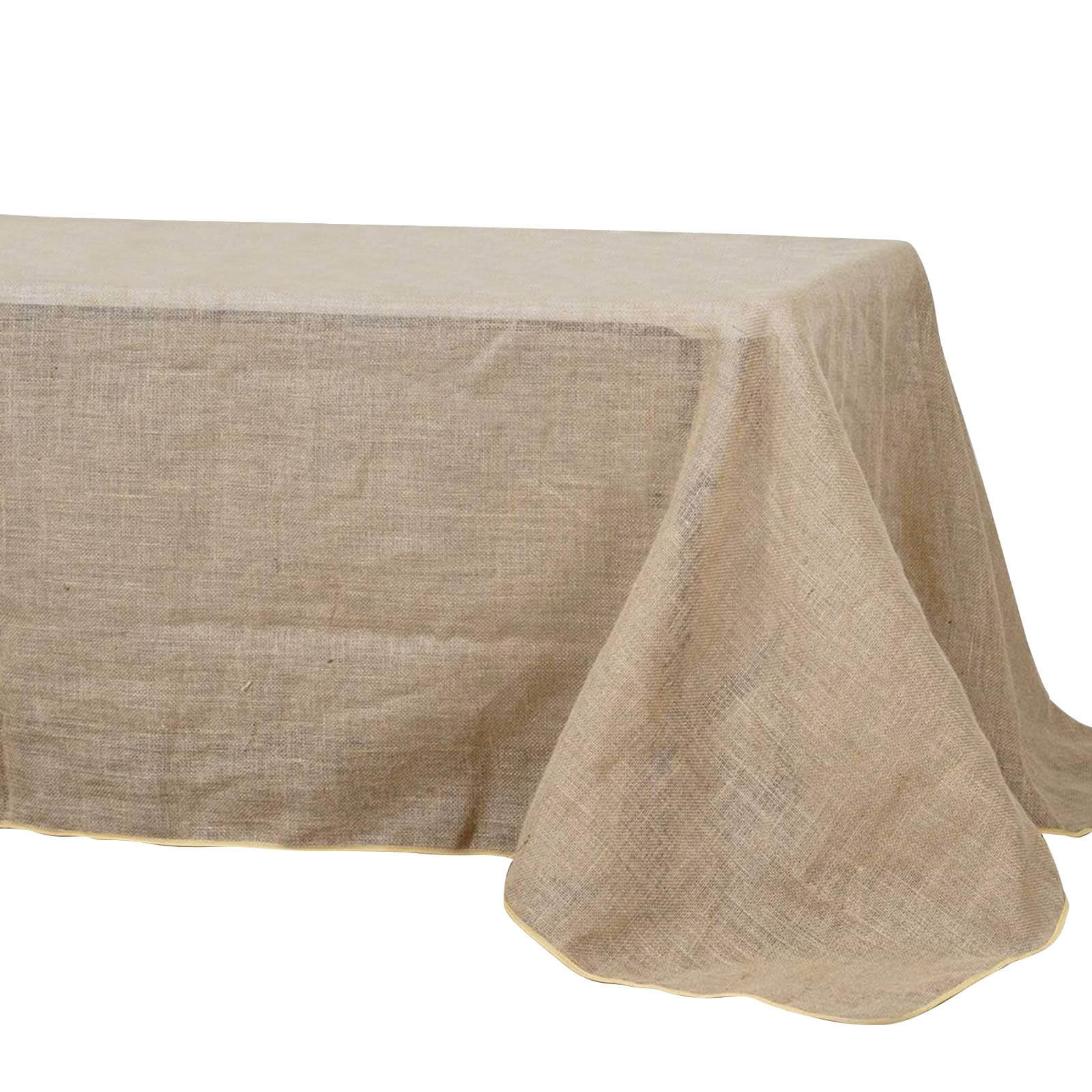 Burlap Jute 90"x156" Rectangle Tablecloth Natural - Rustic Boho Chic Seamless Table Linen - Linen Luxes