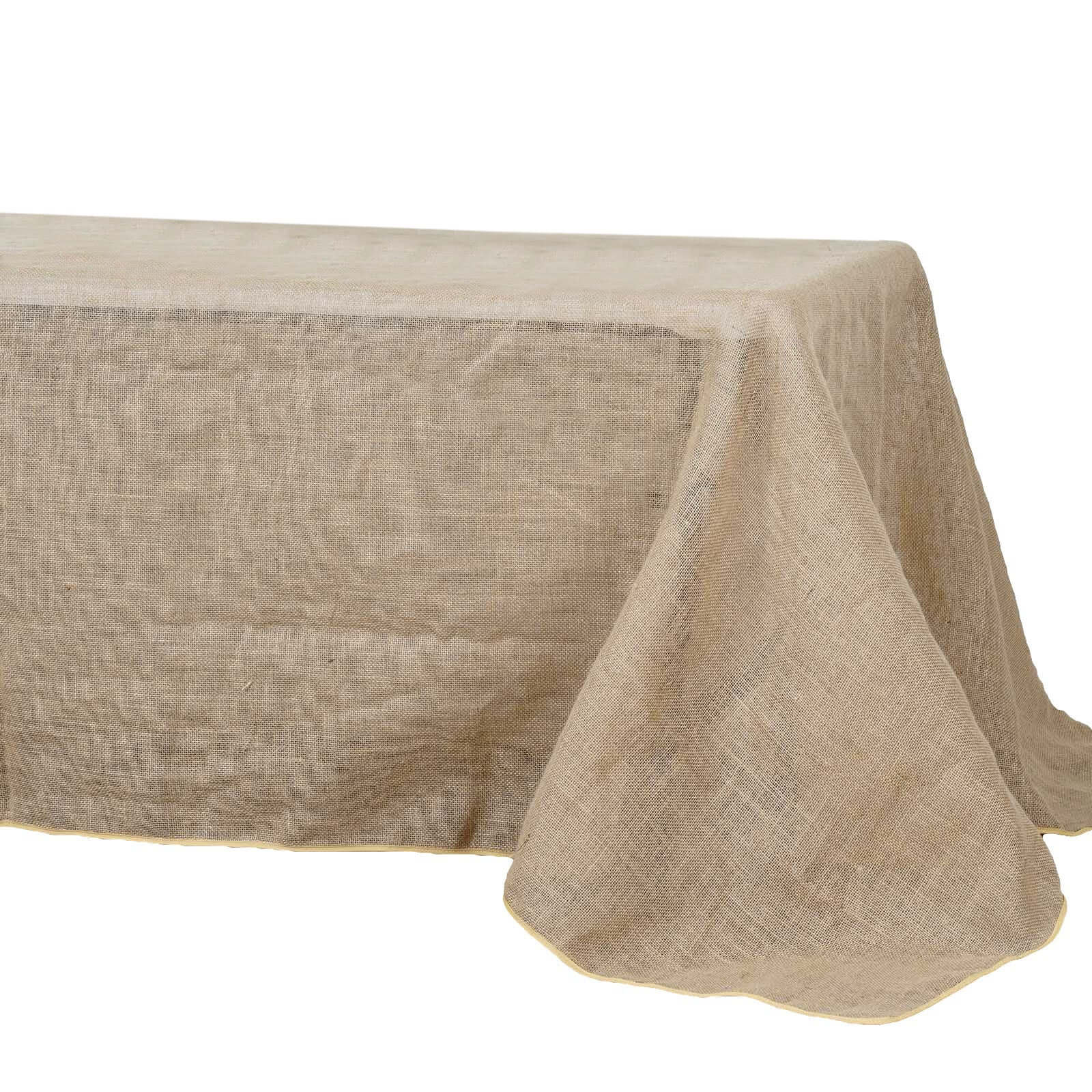 Burlap Jute 90"x156" Rectangle Tablecloth Natural - Rustic Boho Chic Seamless Table Linen - Linen Luxes