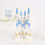 Cake Topper Figurine Fairytale Princess Castle Design Blue and White - Decoration for Baby Showers 8.5" - Linen Luxes