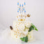Cake Topper Figurine Fairytale Princess Castle Design Blue and White - Decoration for Baby Showers 8.5" - Linen Luxes