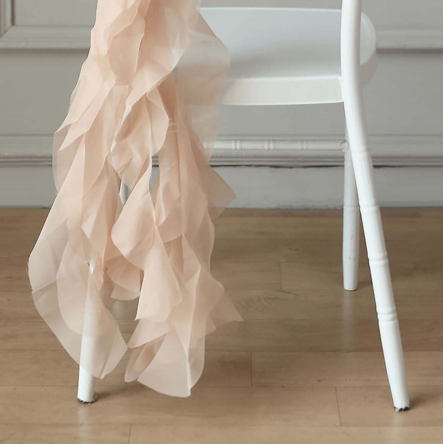 Chiffon Chair Sash with Curly Design Nude - Stylish Chair Decorations