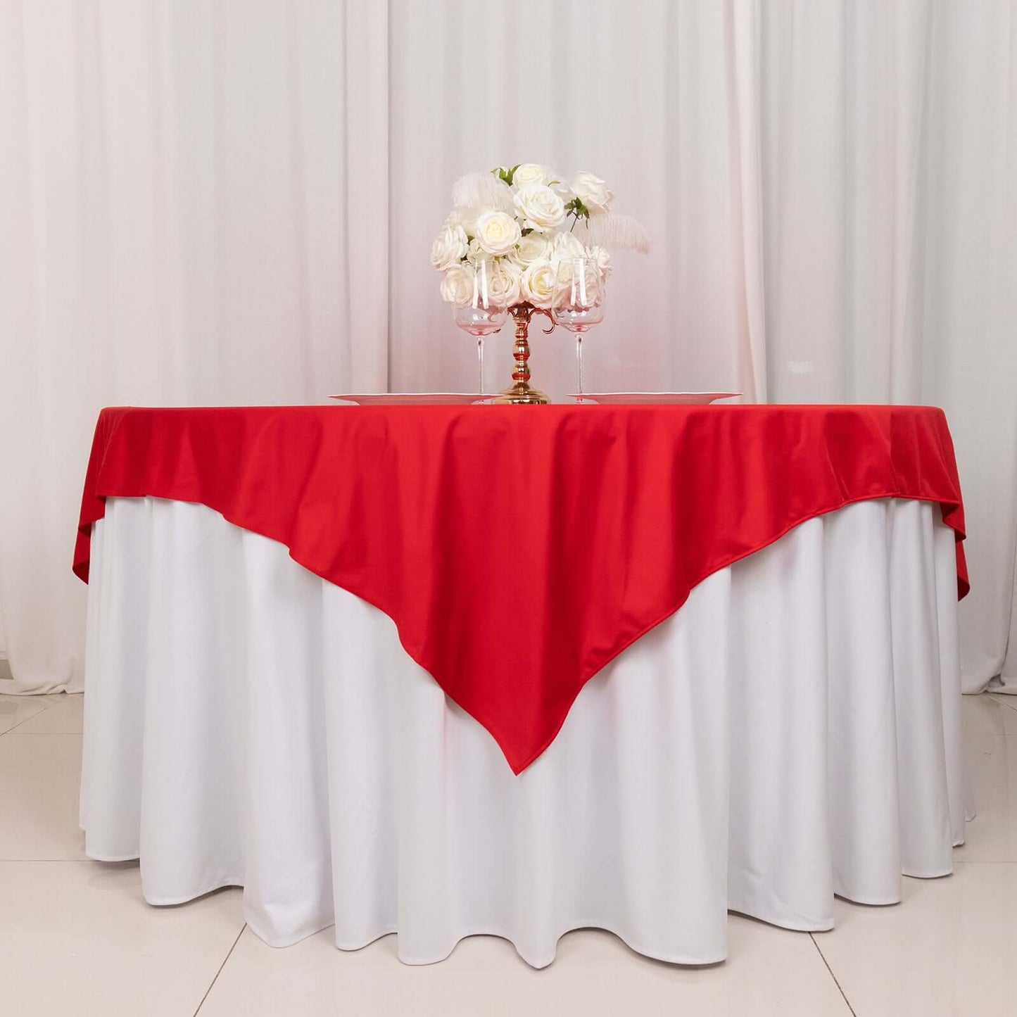 Scuba 70"x70" Table Overlay Square Tablecloth Red - Wrinkle Free & Stain Resistant Table Cover