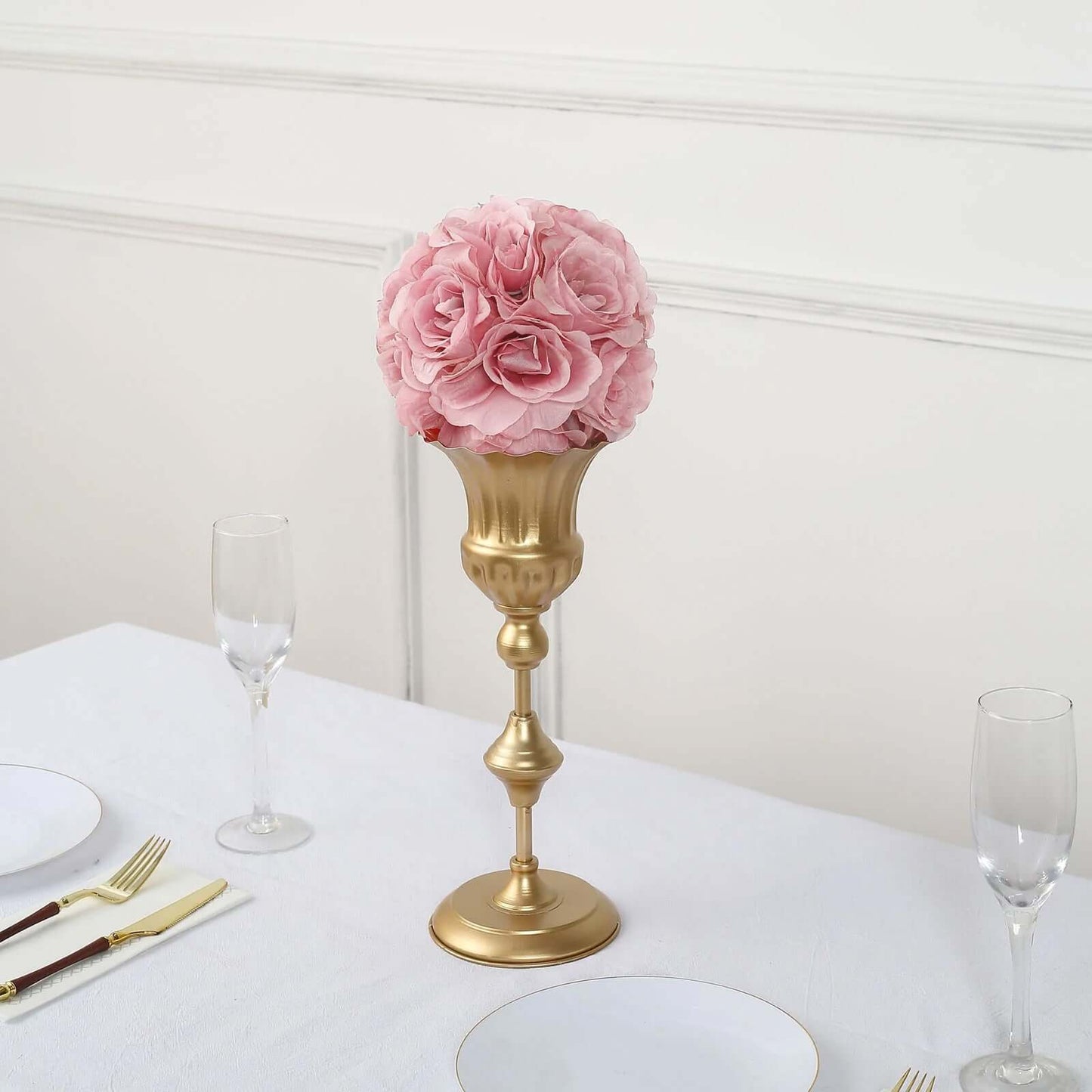 2 Pack 7" Mauve Artificial Silk Rose Kissing Ball, Faux Flower Ball