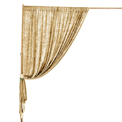 Champagne Crushed Velvet Backdrop Curtain â€“ 8ft x 8ft Event Drape with Rod Pocket, Privacy Panel for Photo Booths & Events - Linen Luxes