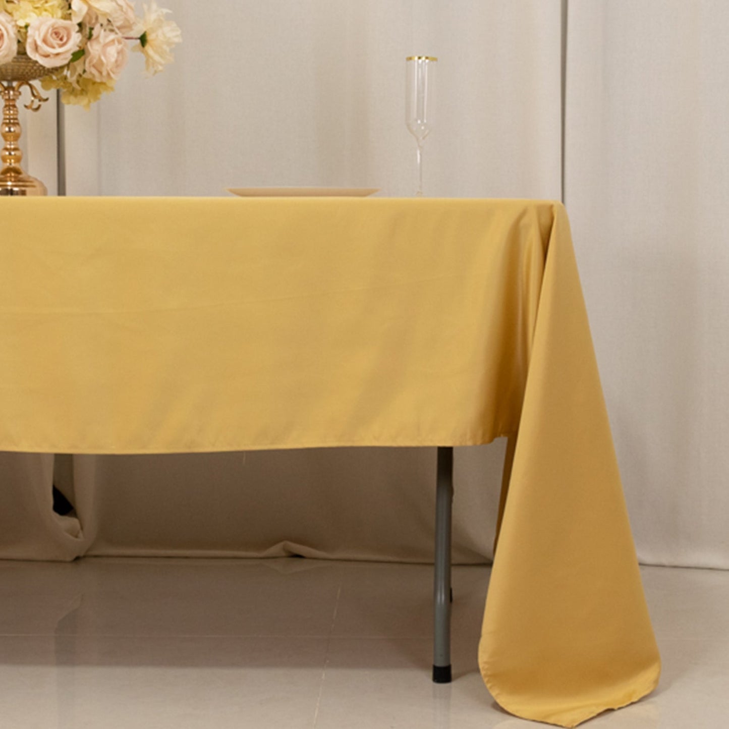 Lamour Satin 60"x126" Rectangle Tablecloth Champagne - Soft & Silk-Like Table Cover