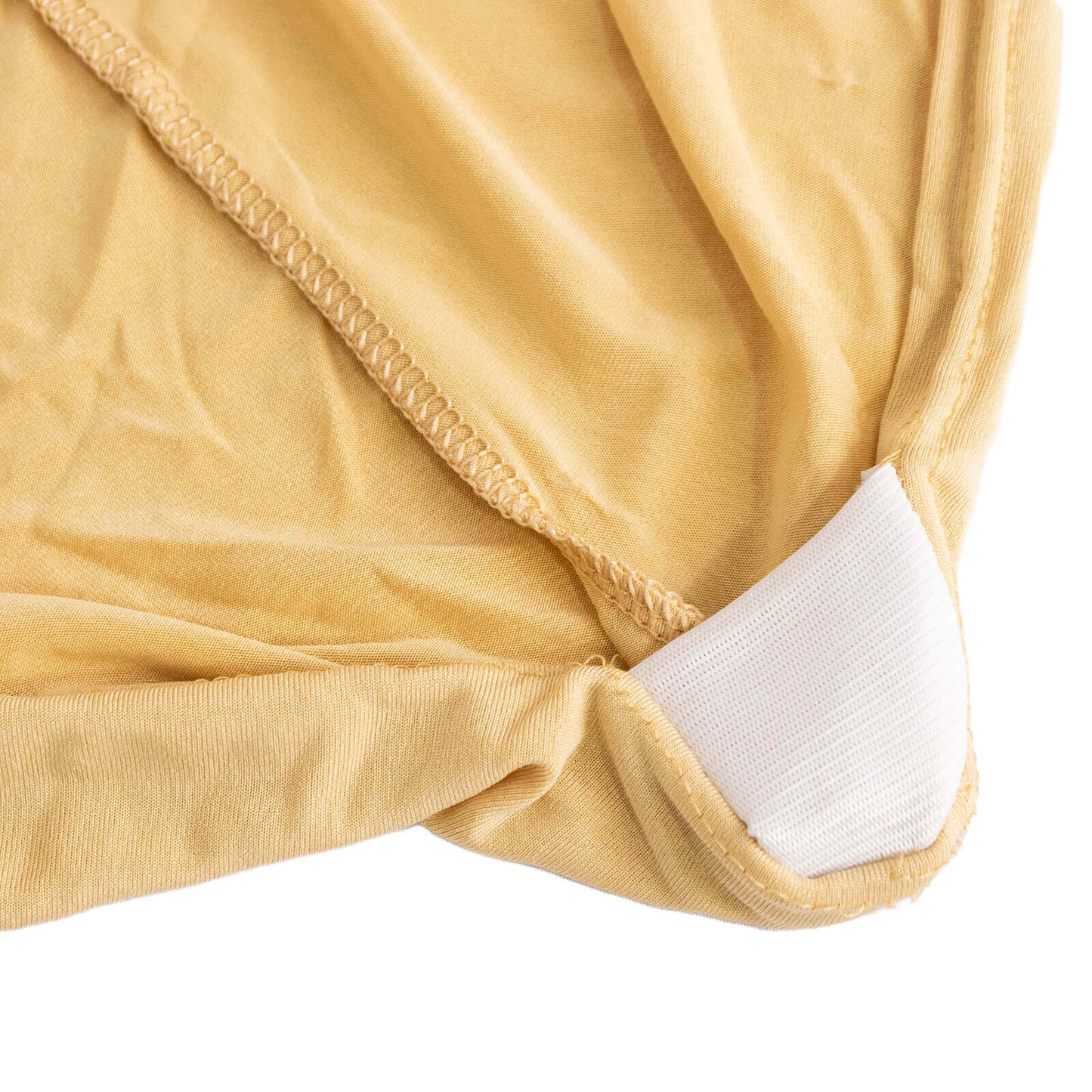 Stretch Spandex Chair Cover Champagne for Folding Chairs - Secure Fit Slipcover with Silver Rhinestone Buckled Sash Band