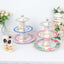 2-Pack Cardboard Round Cupcake Stand Assorted Floral Design - 3-Tier Reusable Dessert Display Pedestal With Scalloped Edges for Garden-Themed Celebrations 14"