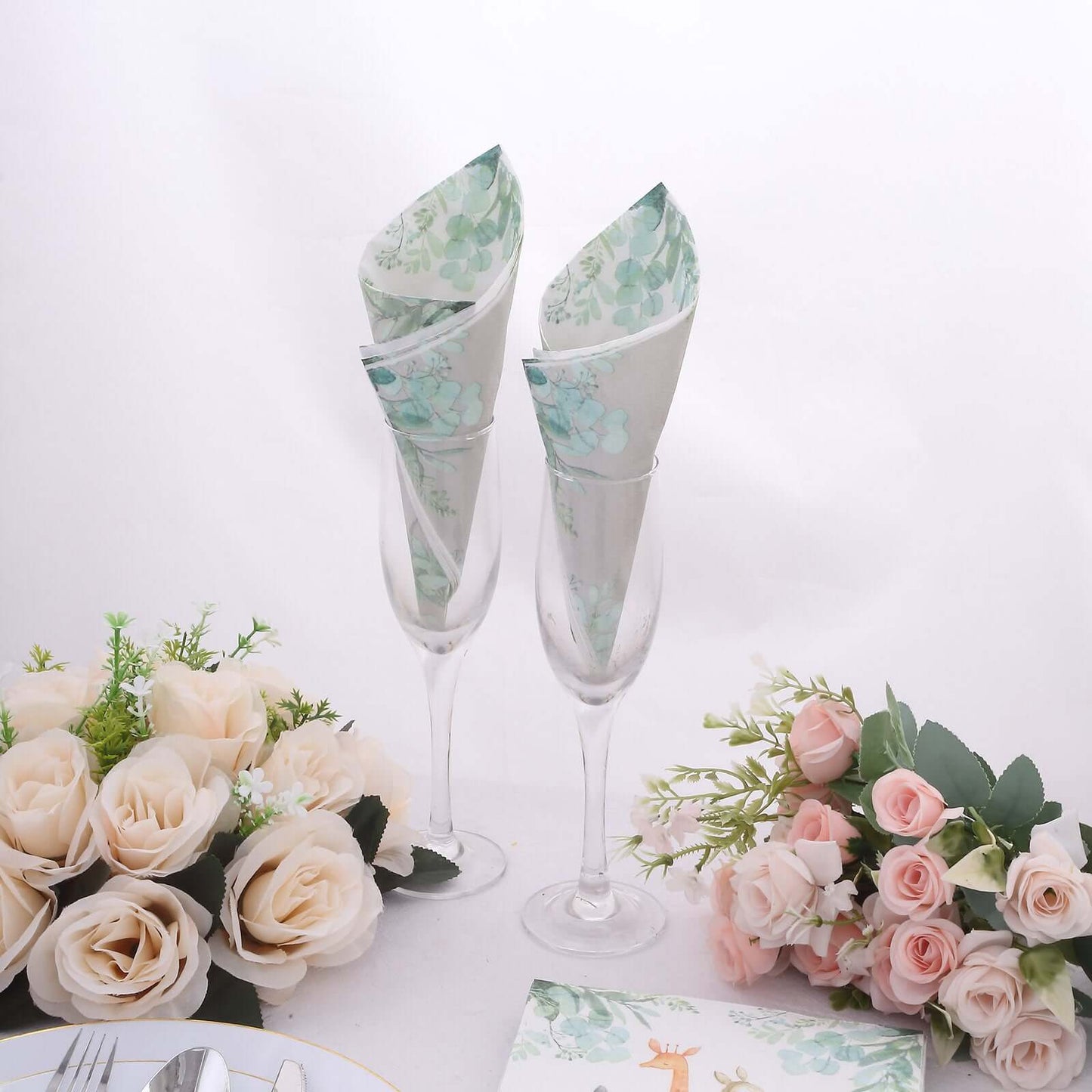 20-Pack Paper Beverage Napkins with Safari Animal Print - Jungle Theme 2 Ply Disposable Party Napkins 6.5"x6.5" 18GSM