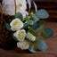 15" Ivory Artificial Silk Rose and Eucalyptus Flower Bouquet Arrangement