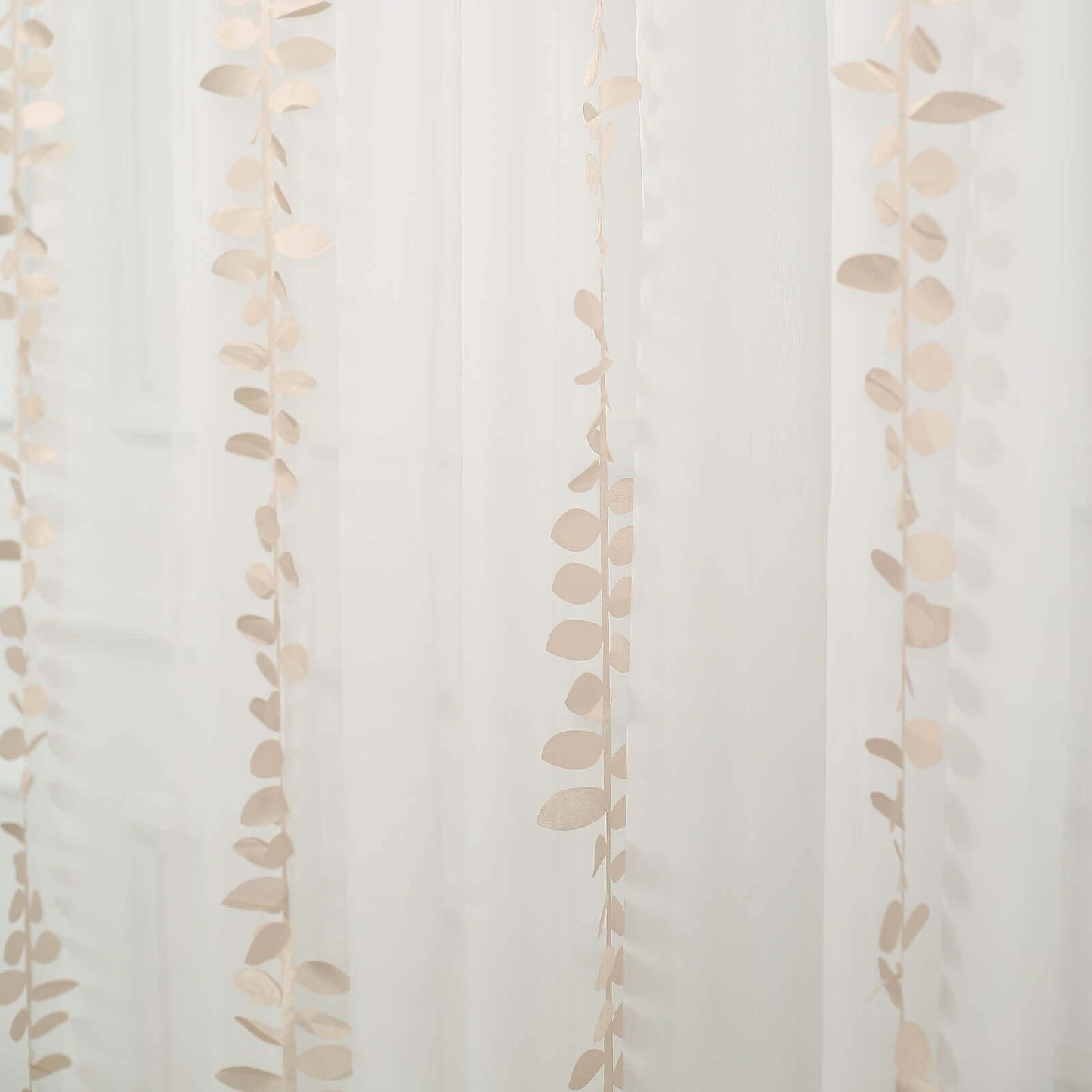 Taffeta Ribbon Sash with 4" Leaf Petal Design Beige 50ft - Sophisticated Artificial Fabric Garland